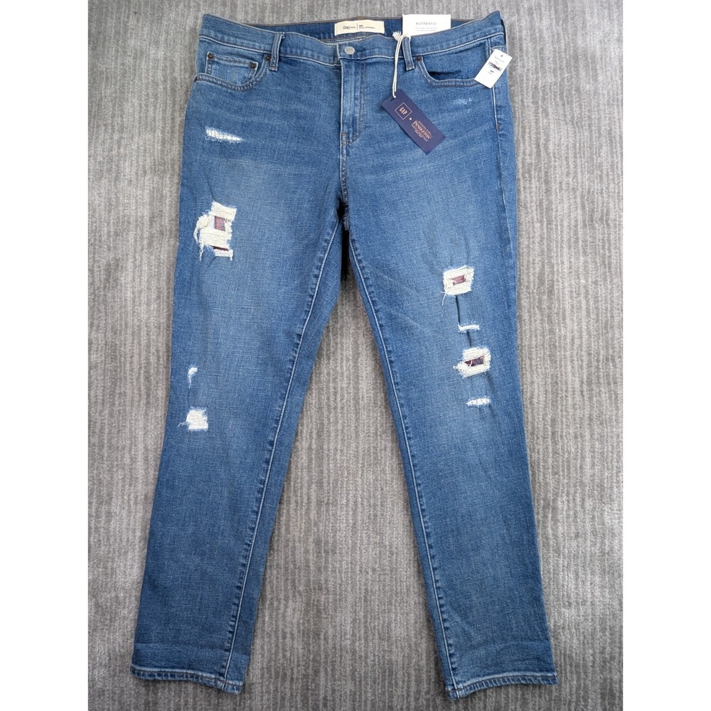 Gap x Pendleton Mid Rise Real Straight Jeans Women's 33R Blue Denim Stretch NWT